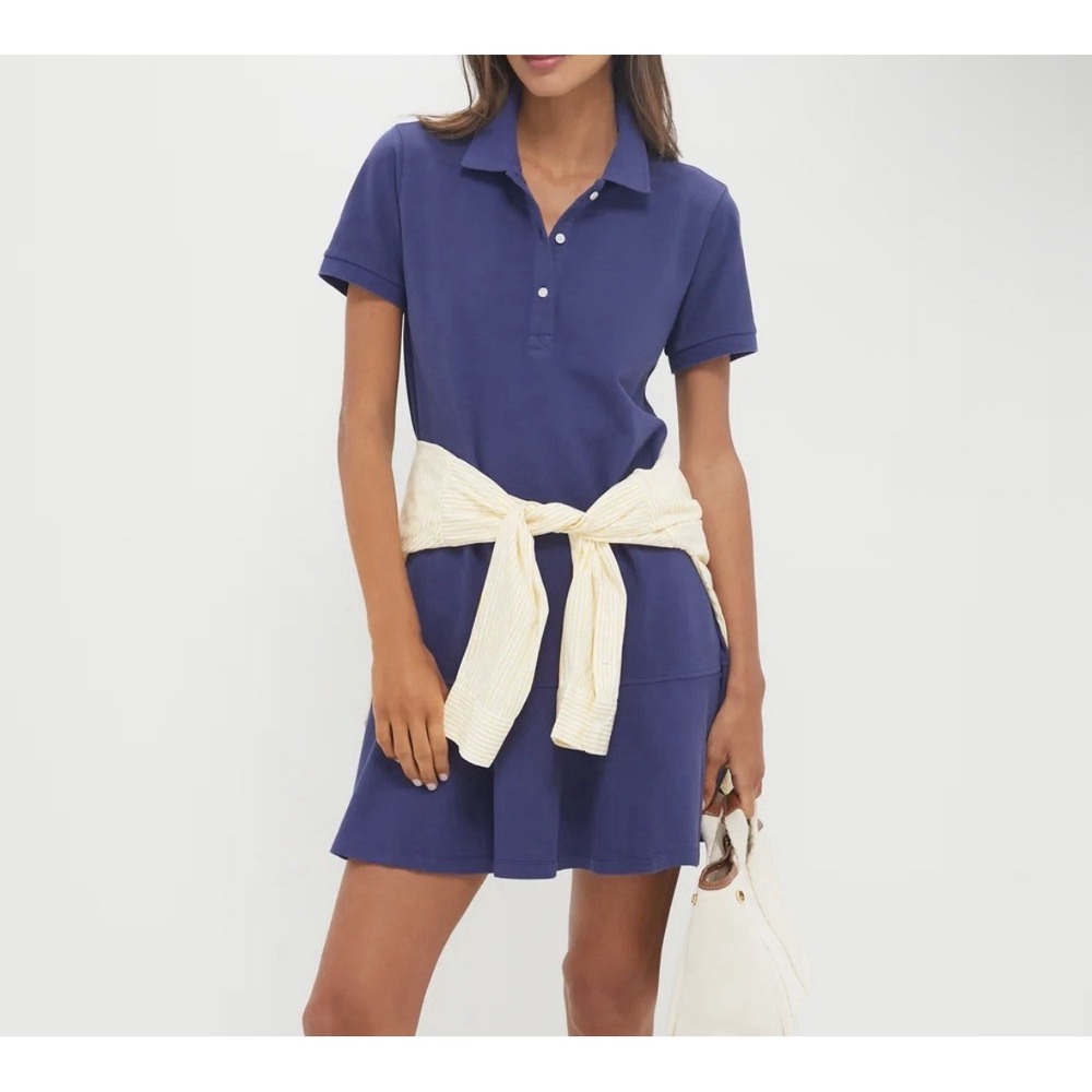 Tuckernuck $148 Womens Pique May Polo Dress Navy Sz S Preppy Stretch Luxury Mini